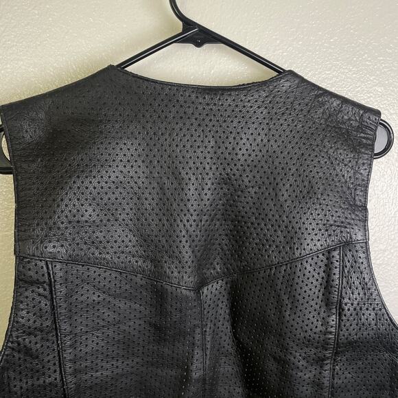 Hot Leathers Leather Vest Mens 48 Black Motorcycle Biker Devil Woman Patch USA - Picture 6 of 11